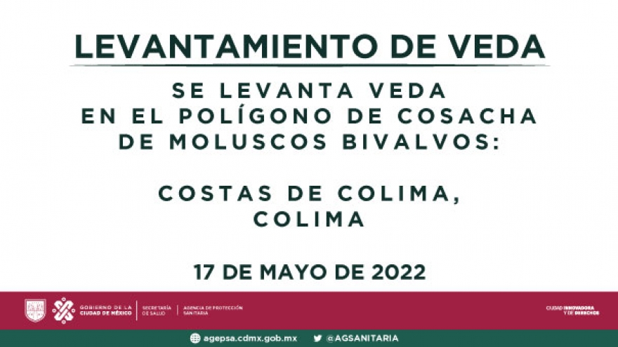 Levantamiento de veda sanitaria en las Costas de Colima