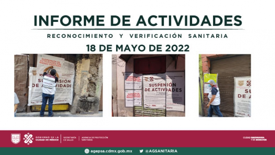 Actividades de reconocimiento y verificación sanitaria realizadas el día 18 de mayo de 2022
