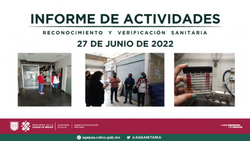 Actividades de reconocimiento y verificación sanitaria realizadas el día 27 de junio de 2022