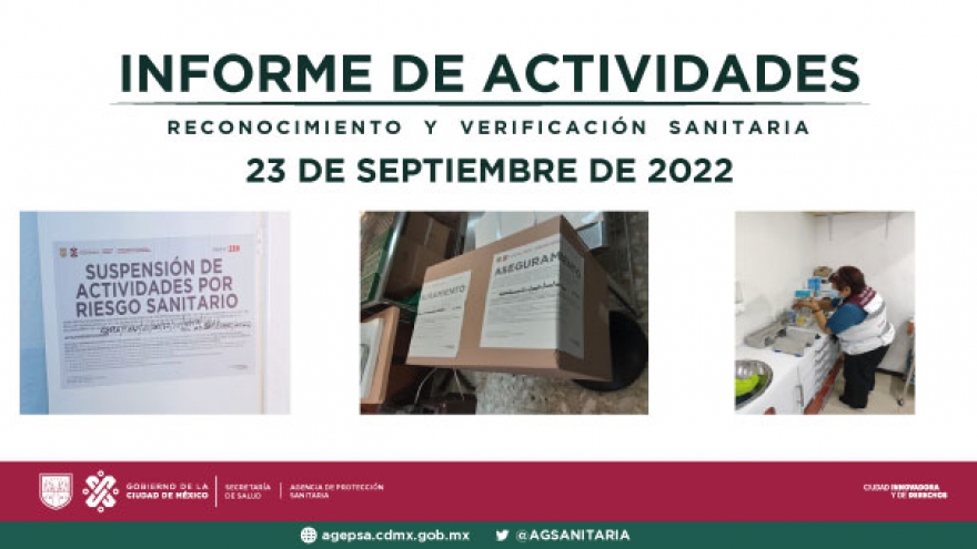 Actividades de reconocimiento y verificación sanitaria realizadas el día 23 de septiembre de 2022