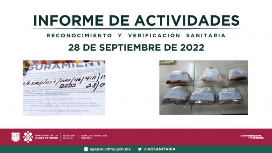 Actividades de reconocimiento y verificación sanitaria realizadas el día 28 de septiembre de 2022