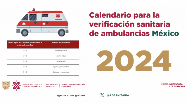 Calendario de Verificación Sanitaria de Ambulancias Aéreas y Terrestres 2024