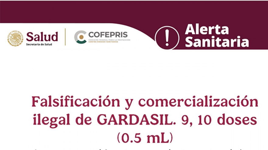 Alerta Sanitaria: Falsificación y comercialización ilegal de GARDASIL. 9, 10 doses (0.5 mL)